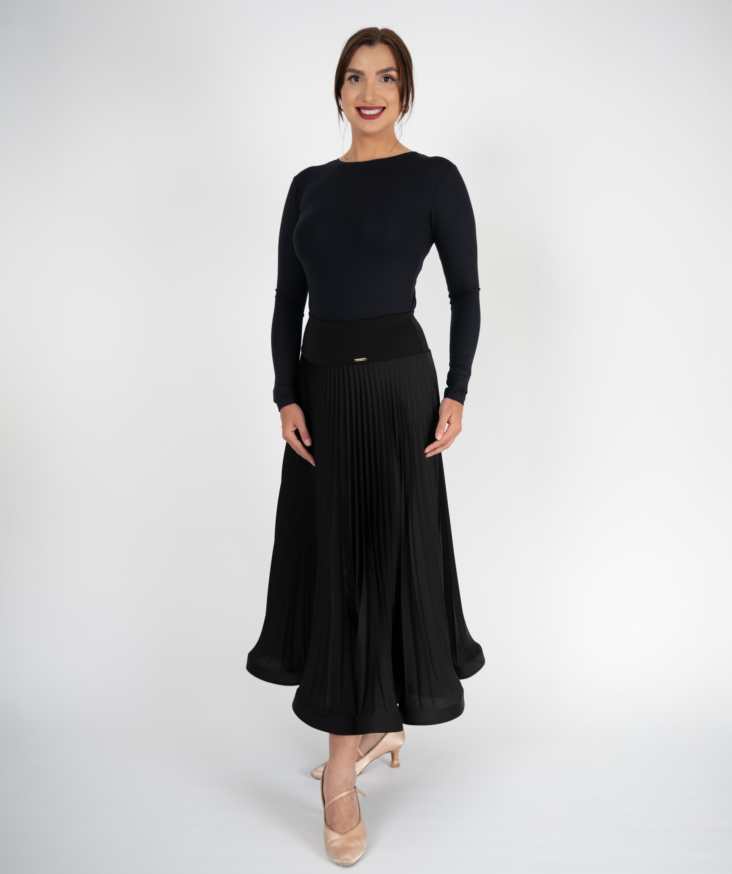 Pivot Sculpt | Pleated Maxi Ballroom Skirt with Yoke & Horsehair Braid Hem